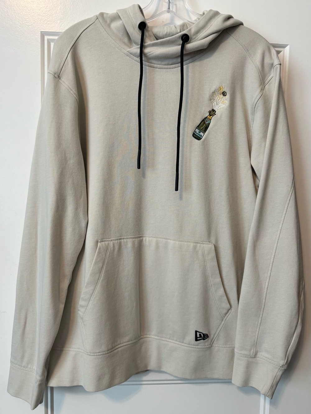 New Era Champagne Bottle Embroidered Pullover Hoodie Cream Large